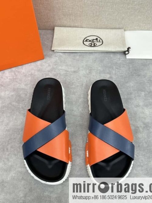 💋💍 H new cross slippers Hermès * Hermès-Shi, the latest classic men\'s Electric slippers