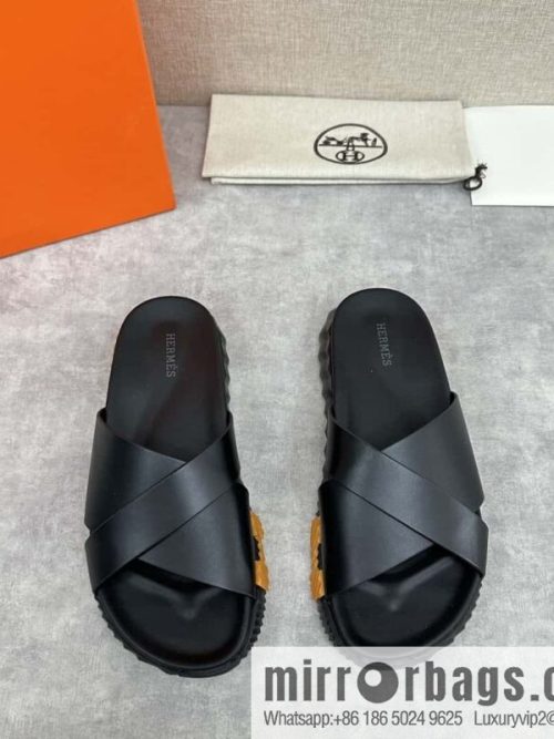 💋💍 H new cross slippers Hermès * Hermès-Shi, the latest classic men\'s Electric slippers