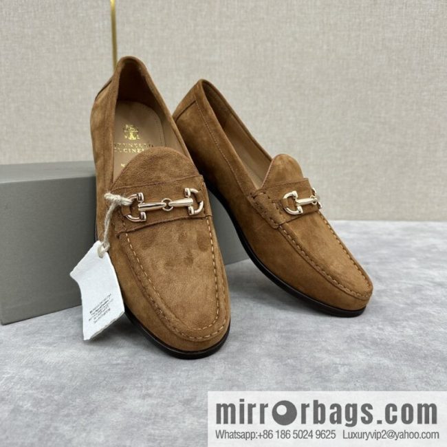 💋💍BC\'s new Brunello Cucinell * horseback buckle calfskin suede moccasins