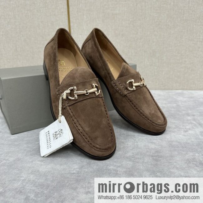 💋💍BC\'s new Brunello Cucinell * horseback buckle calfskin suede moccasins