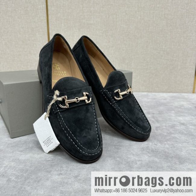 💋💍BC\'s new Brunello Cucinell * horseback buckle calfskin suede moccasins