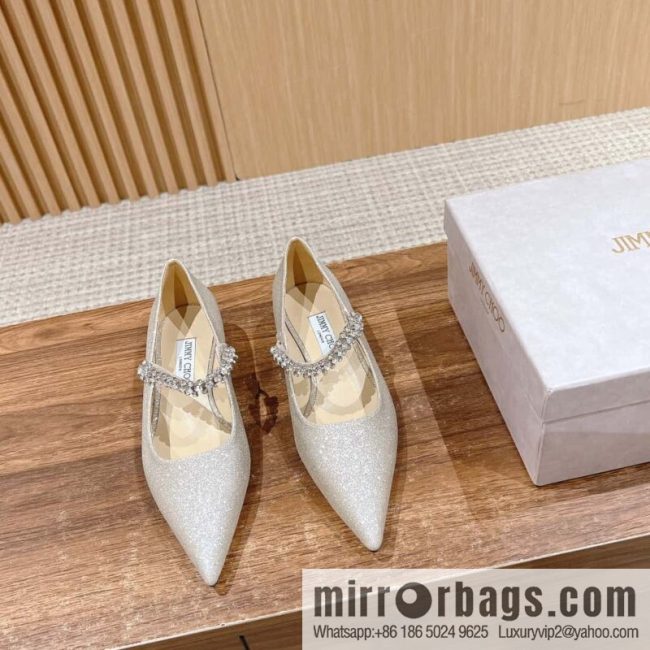 [】𝐉𝐢𝐦𝐦𝐲 𝐂𝐡𝐨𝐨# Zhou Yangjie classic word diamond belt Mary Jane shoes