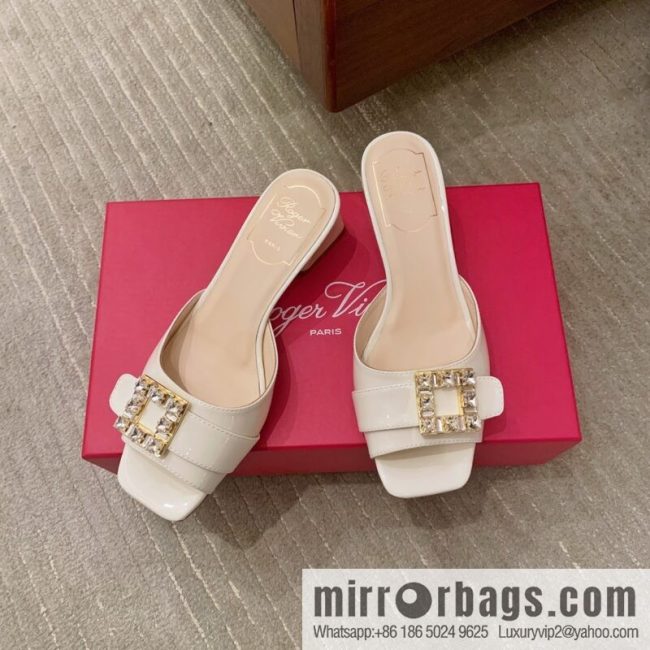 [Roger Vivier purchasing level] Muller sandals Très Vivier series RV diamond buckle Muller thick heel slippers