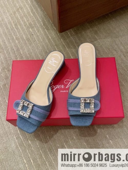 [Roger Vivier purchasing level] Muller sandals Très Vivier series RV diamond buckle Muller thick heel slippers