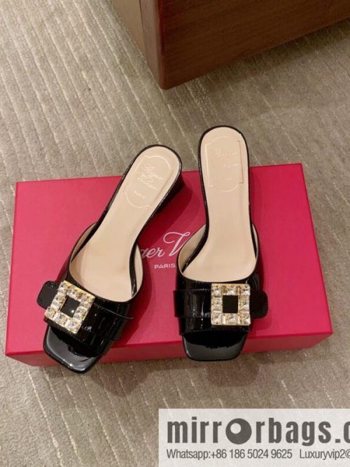 [Roger Vivier purchasing level] Muller sandals Très Vivier series RV diamond buckle Muller thick heel slippers