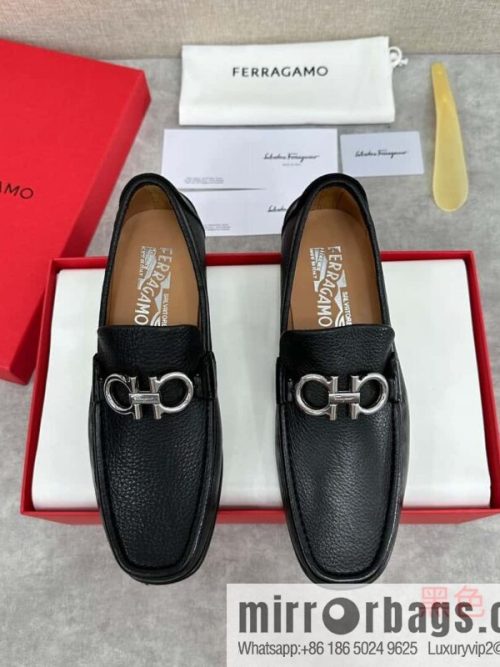 💋💍SF Home, Fila~ Gemu FERRAGAM * Early Spring New Loafers Leather Shoes Gancini Buckle Moccasin Shoes