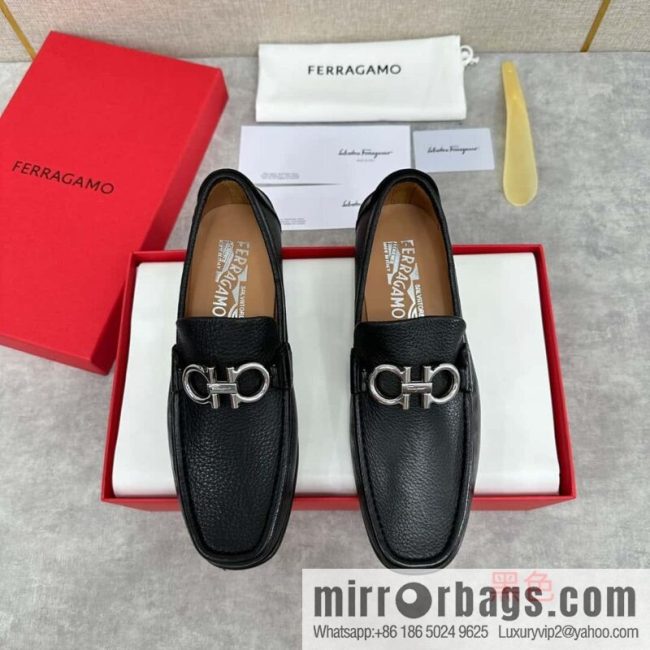 💋💍SF Home, Fira~ Gemu FERRAGAM * Early Spring New Loafers Leather Shoes Gancini Buckle Moccasin Shoes