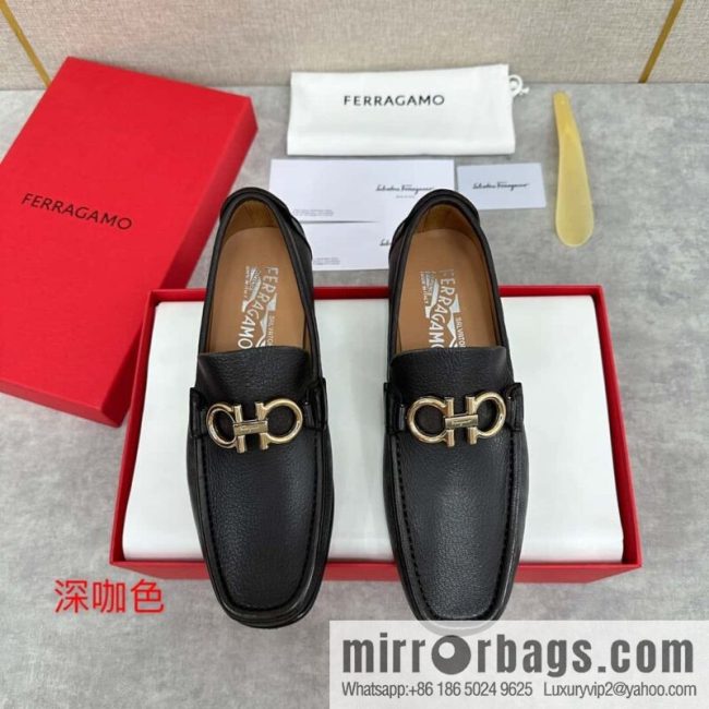 💋💍SF Home, Fira~ Gemu FERRAGAM * Early Spring New Loafers Leather Shoes Gancini Buckle Moccasin Shoes