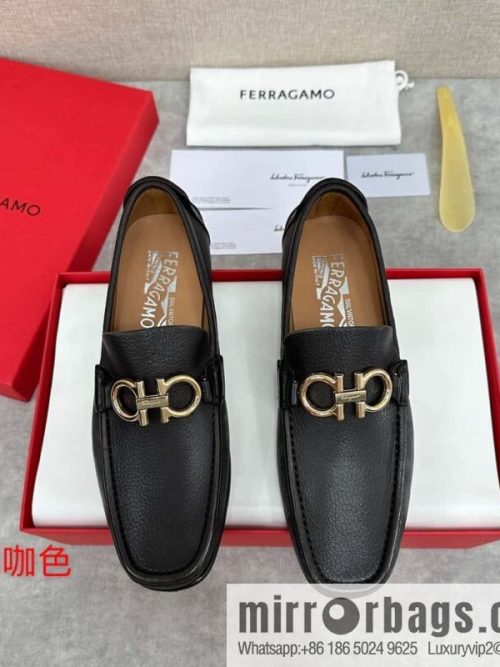 💋💍SF Home, Fila~ Gemu FERRAGAM * Early Spring New Loafers Leather Shoes Gancini Buckle Moccasin Shoes