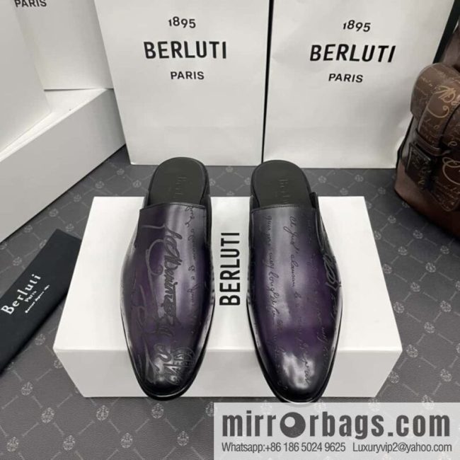 Berluti official website hot sale new tattoo half drag men\'s shoes CYRUS OMAN leather shoes