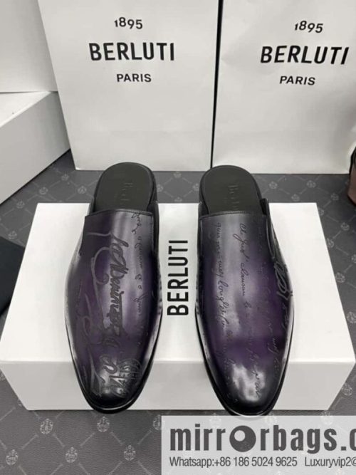 Berluti official website hot sale new tattoo half drag men\'s shoes CYRUS OMAN leather shoes