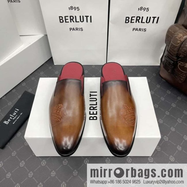 Berluti official website hot sale new tattoo half drag men\'s shoes CYRUS OMAN leather shoes