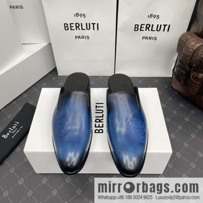Berluti official website hot sale new tattoo half drag men\'s shoes CYRUS OMAN leather shoes