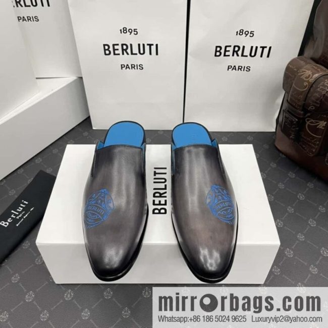 Berluti official website hot sale new tattoo half drag men\'s shoes CYRUS OMAN leather shoes