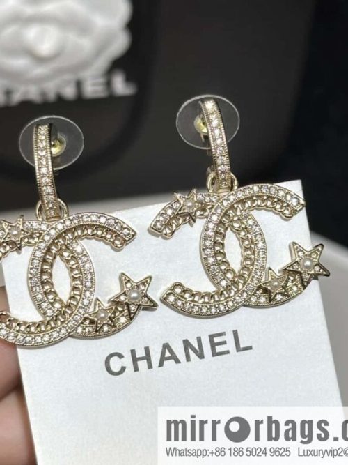 ❗️New ❗️☀️ new ☑️ chanel c2 double c hollow star ⭐ pentagram earrings ☀️