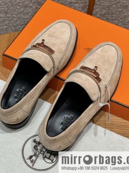 HERMES 227Destin loafers Clay beige/clay beige, suede/Chamois leather