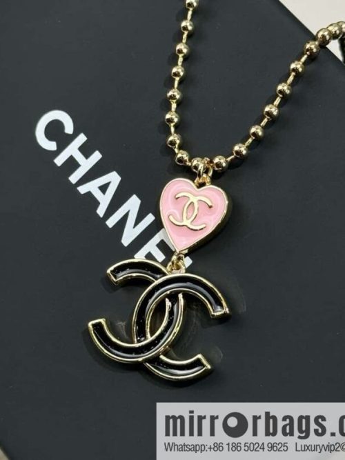 New ☑️ CHANEL double C peach heart love necklace, earrings and studs