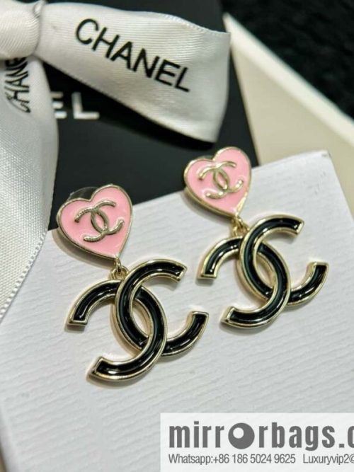 New ☑️ CHANEL double C peach heart love, earrings stud earrings