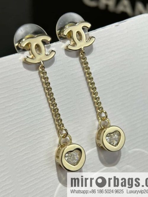 ❗️New ❗️☀️ new ☑️ chanel c2 double c peach heart love diamond earrings ☀️