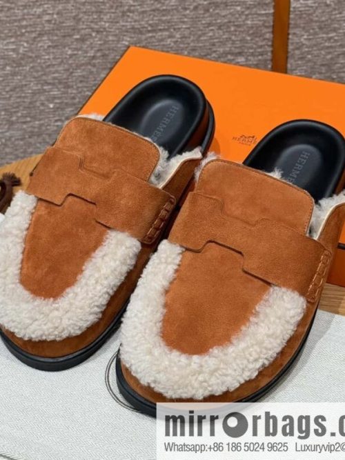 HERMES 190 Go Muller shoes, natural/Natutel suede calf leather/Suede calf leather