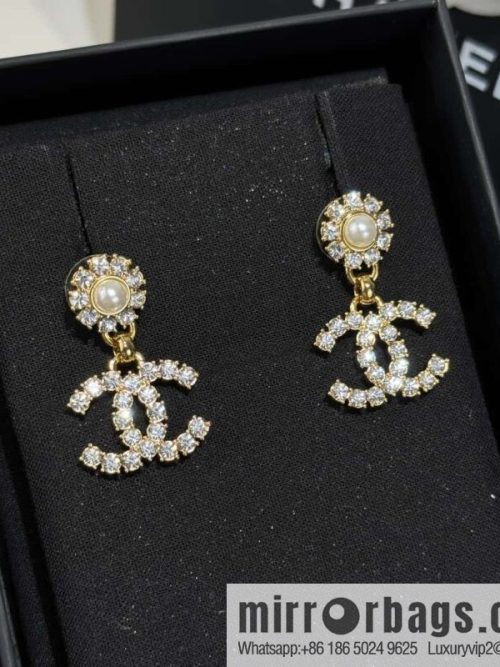 ❗️New ❗️☀️ new ☑️ chanel c2 double c full diamond stud earrings ☀️