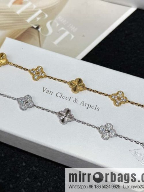❗️CNC version ❗️ ☀️ Van Cleef & Arpels diamond laser engraving four-leaf clover five-flower bracelet ☀