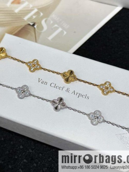 ❗️CNC version ❗️ ☀️ Van Cleef & Arpels diamond laser engraving four-leaf clover five-flower bracelet ☀