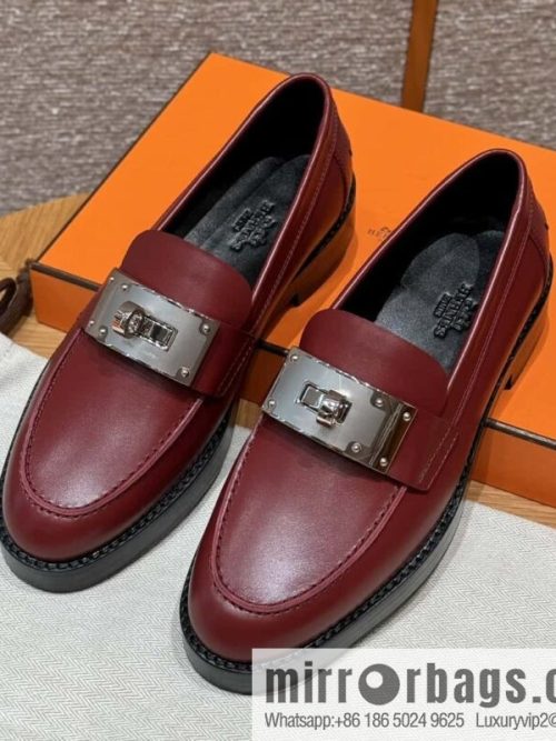 HERMES 101 Hot loafer shoes, Hermès red/Rouge H calfskin/Calfskin