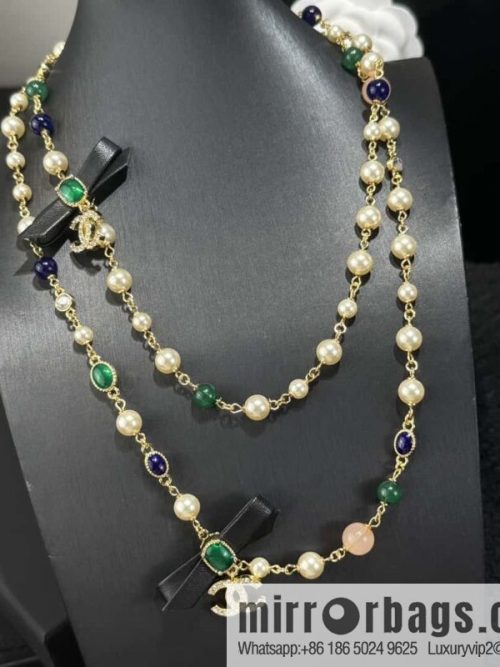 ❗️New ❗️☀️ New ☑️ Chanel Emerald Bow Long Necklace Sweater Chain ☀️