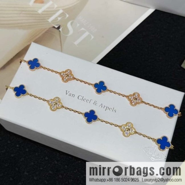 ❗️CNC Version ❗️ ☀️ ☀️ Van Cleef & Arpels Inter-Diamond Lazuli Four Leaf Clover Five Flower Bracelet ☀