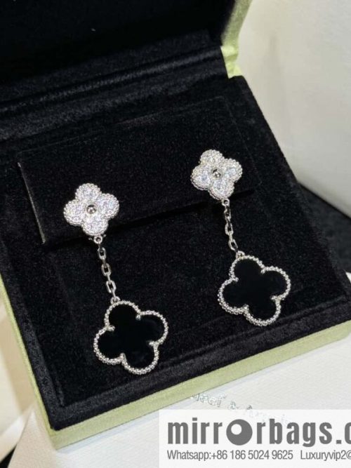 ❗️CNC Version ❗️ ☀️ Van Cleef & Arpels Black Agate Clover Earrings Earrings ☀