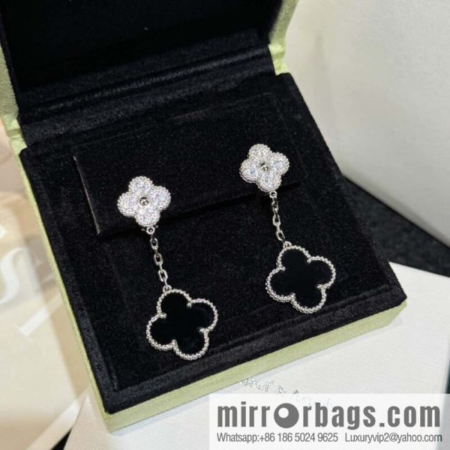 ❗️CNC Version ❗️ ☀️ Van Cleef & Arpels Black Agate Clover Earrings Earrings ☀