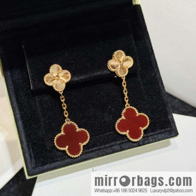 ❗️CNC version ❗️ ☀️ Van Cleef & Arpels agate laser engraved four-leaf clover earrings ☀