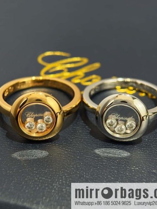 ❗️New ❗️ Chopard HAPPY DIAMONDS Glossy Round Three Diamond Ring