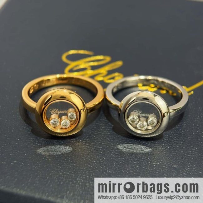 ❗️New ❗️ Chopard HAPPY DIAMONDS Glossy Round Three Diamond Ring