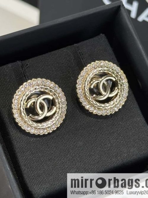 ❗️New ❗️☀️ new ☑️ chanel c1 double c round full diamond stud earrings ☀️
