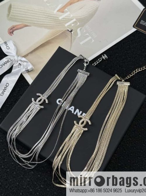 ❗️New ❗️☀️ New ☑️ Chanel Silver Gold Double C Multi-layer Snake Bone Chain Necklace ☀️