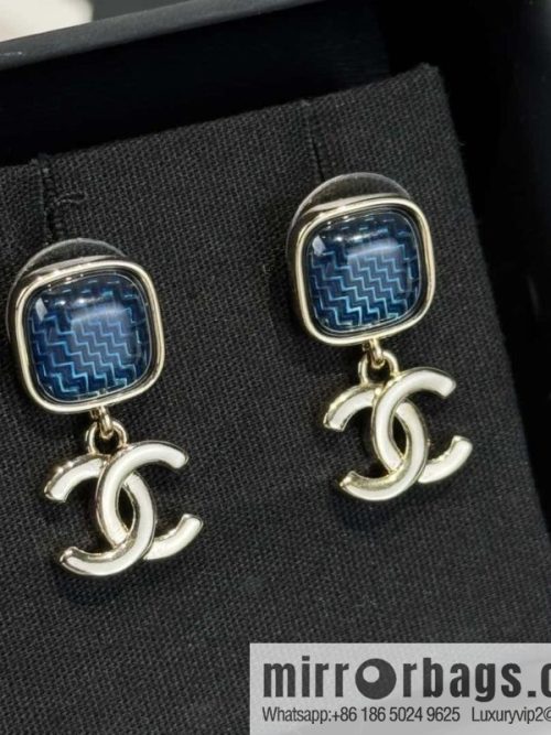 ❗️New ❗️☀️ new ☑️ chanel c2 double c blue denim square stud earrings ☀️