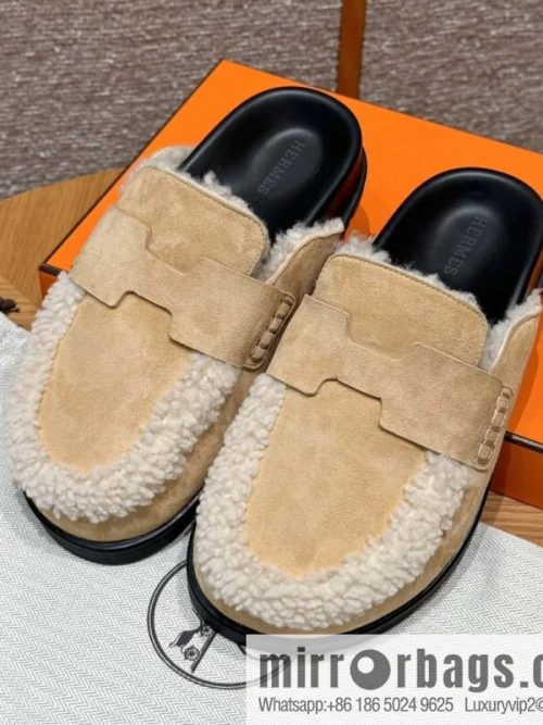 HERMES 190 Go Mullers, marble beige/Cream-coloured suede calf/Suede calf leather