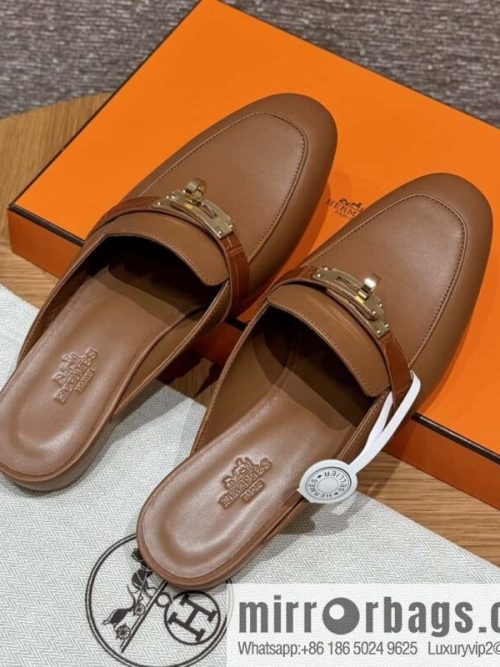 HERMES 188 OZ mules half trailers, golden brown/37/Gold goatskin with crocodile strap/goatskin/crocodile