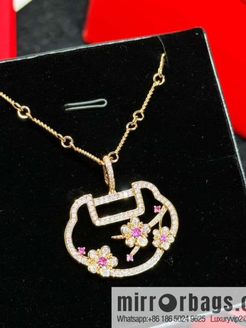 ❗️New ❗️ ☀️ Original ☀️ Qeelin Kirin Yu Yi Flower Moon Ruyi Cherry Blossom 🌸 Necklace ☀️