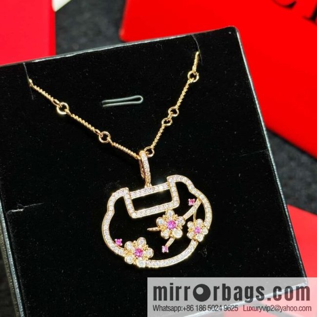 ❗️New ❗️ ☀️ Original ☀️ Qeelin Kirin Yu Yi Flower Moon Ruyi Cherry Blossom 🌸 Necklace ☀️