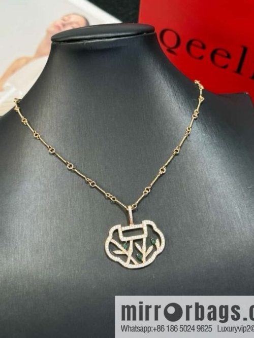 ❗️New ❗️ ☀️ Qeelin Yu Yi Flower Moon Ruyi Bamboo Necklace ☀️