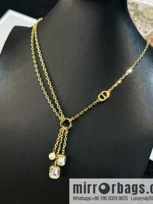 New ☑️ DIOR fringed pearl square diamond necklace