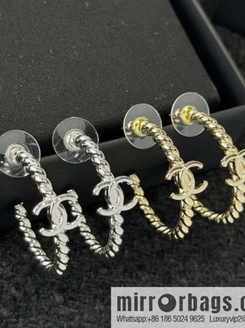 ❗️New ❗️☀️ New ☑️ Chanel c1 double c hemp rope stud earrings ☀️
