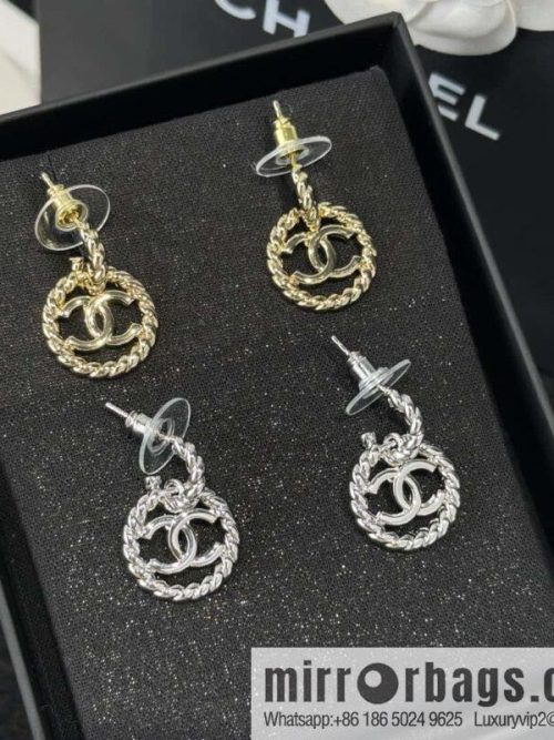 ❗️New ❗️☀️ New ☑️ Chanel C2 double c round hemp rope stud earrings ☀️