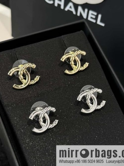 ❗️New ❗️☀️ New ☑️ Chanel C1 double c hemp rope stud earrings ☀️