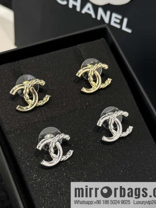 ❗️New ❗️☀️ New ☑️ Chanel C1 double c hemp rope stud earrings ☀️