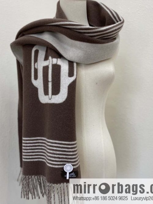 s \"Casaque Sangle a Boucle Scarf\" Coffee Color