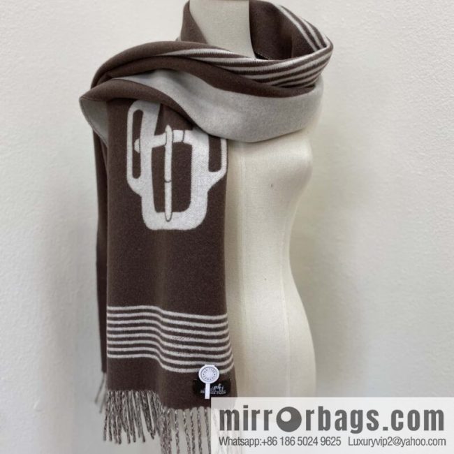 s \"Casaque Sangle a Boucle Scarf\" Coffee Color